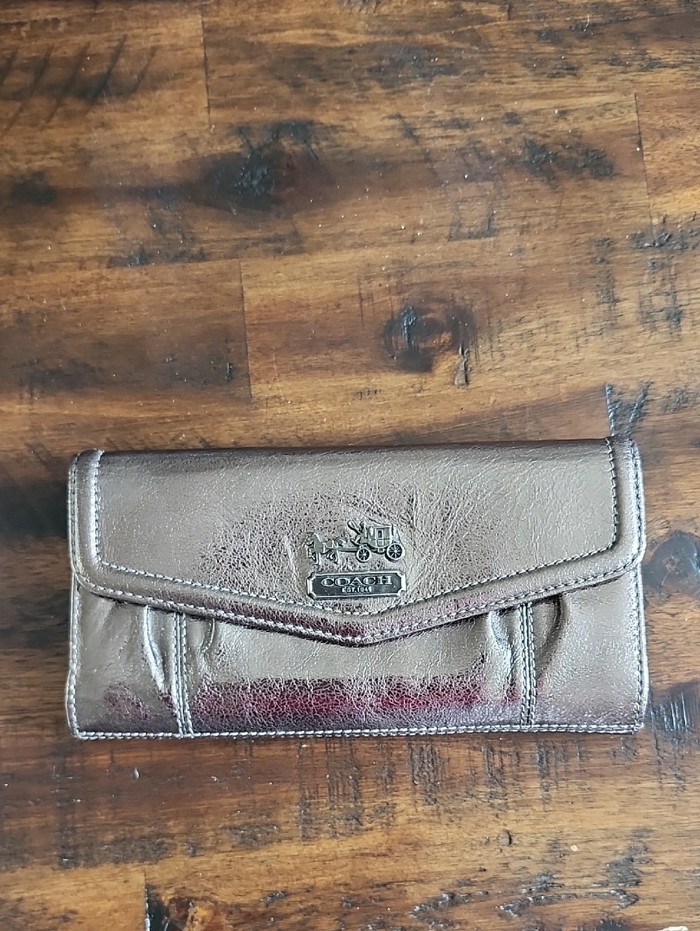 Coach Metallic Bronze Continental Wallet